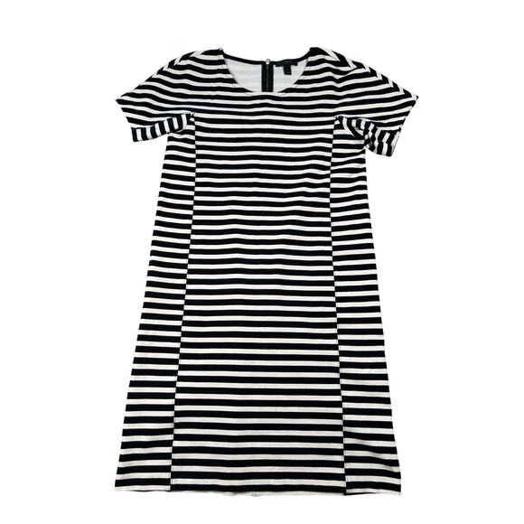 J Crew Dress Womens Small Black White Stripe Shift Seamed Cotton Stretch C6514 - Picture 7 of 16